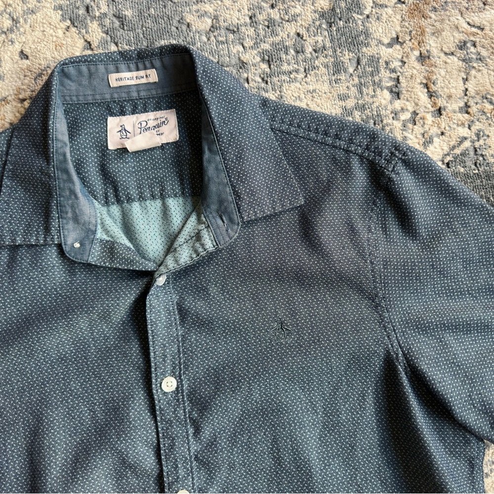 Blue Collared Button Down - Medium Penguin